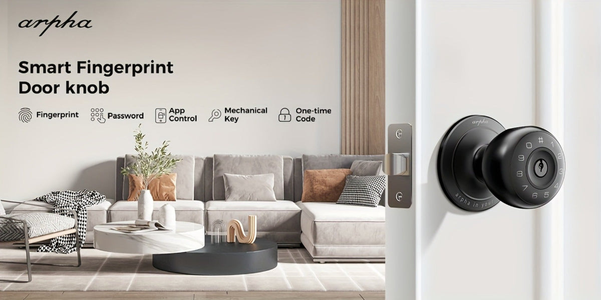 Arpha Smart Deadbolt Lock with Fingerprint Keypad & App Control - 4-in-1 Keyless Entry Door Lock, Auto-Lock, Passage & Privacy Mode, 50 Fingerprints & Codes, Zinc Alloy, Easy DIY Install