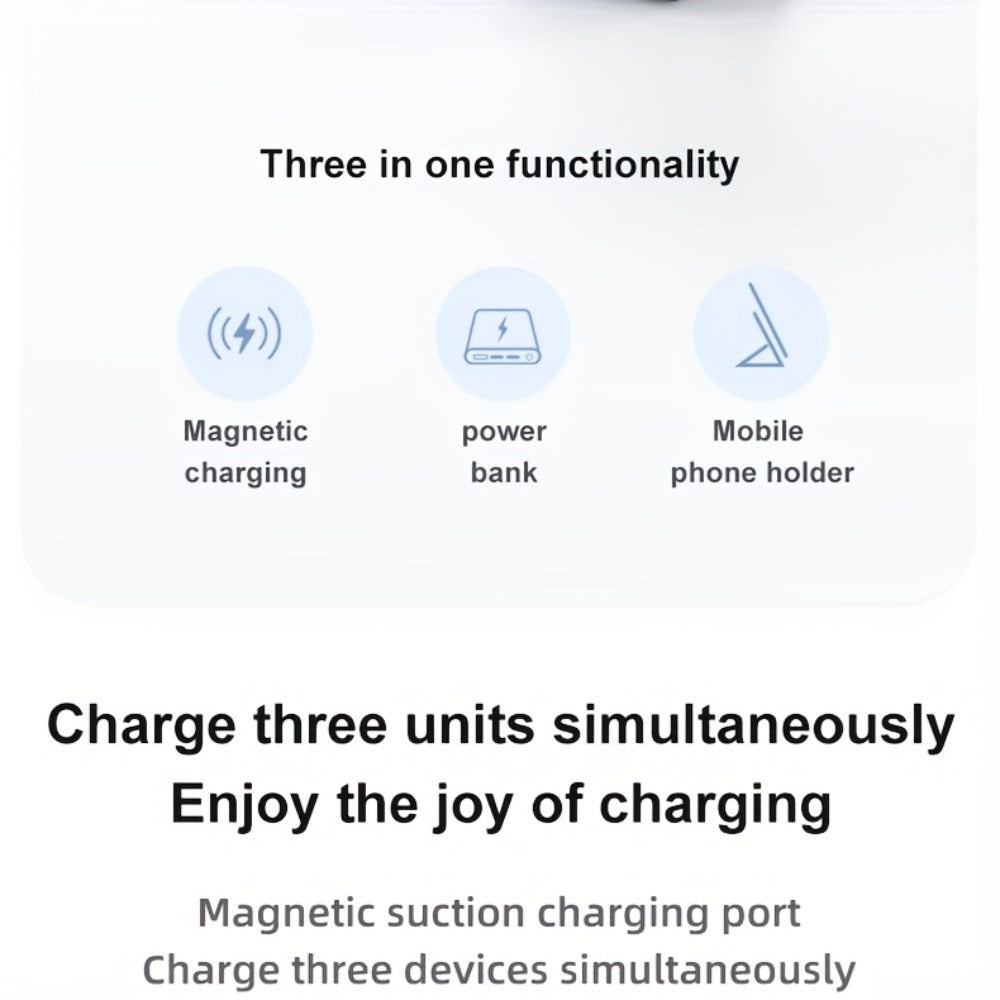 Magnetic Wireless Power Bank 10000mAh 22.5W Fast Charging Portable Charger with LED Display Built-in Kickstand PD20W USB-C Charges 3 Devices Travel Outdoor Black White Purple
