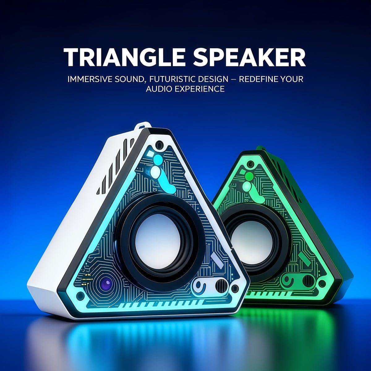 Triangular Portable Bluetooth Speaker Outdoor Wireless Rechargeable Stereo Subwoofer with HD Sound, Multi-Style Cinema Audio System for Camping Travel Home Party Use