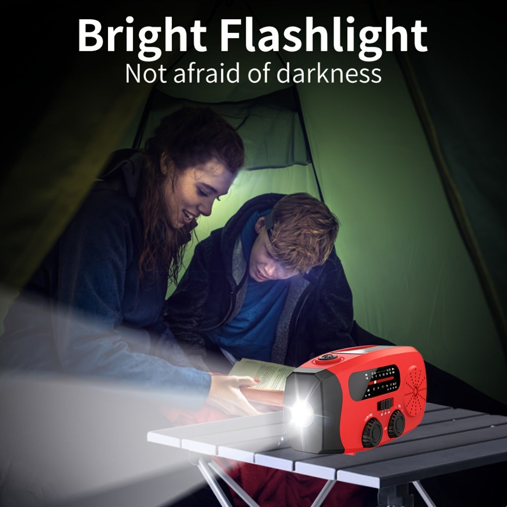 NOAA Emergency Weather Radio Solar Hand Crank with 2000mAh Power Bank & LED Flashlight – AM/FM/NOAA Portable Survival Radio, USB Charging, Solar Powered, Hurricane & Winter Storm Preparedness Gear