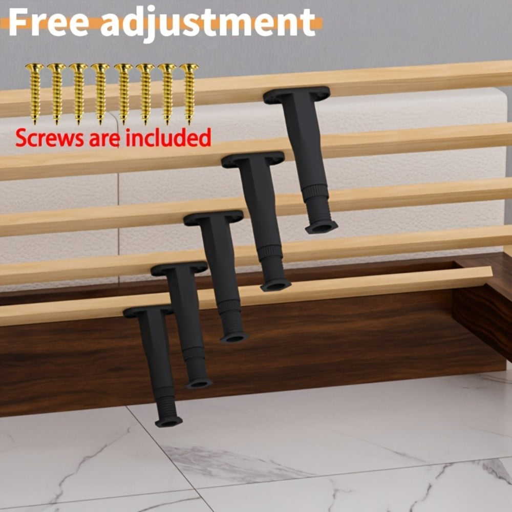 Adjustable Furniture Legs Heavy Duty Bed Frame Support 4-Pack – Durable Plastic Feet Pads with Enhanced Grip Base for Bed Sofa Dresser, Height 5.31"-11.02"