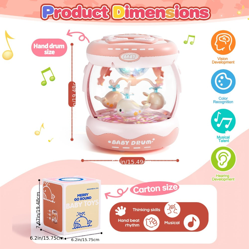 Baby Rotating Projector Music Toy 3 Months+ – Interactive Animal Sounds & Lights, Multi-Functional Sensory Learning Toy for Infants, Party Music & Motor Skills Development Gift for Boys & Girls