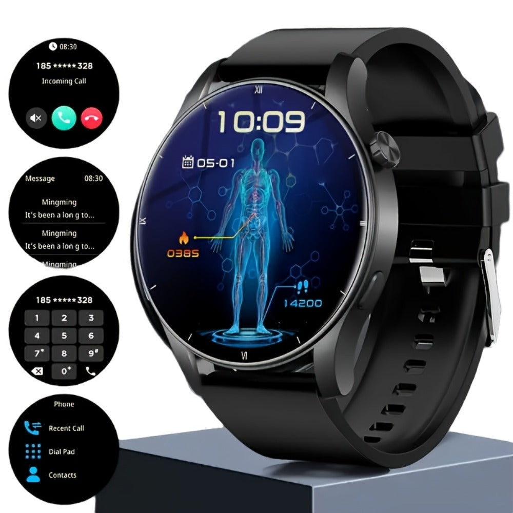 OLED Smartwatch 2.01 Inch Round Screen 95% Screen Ratio Fitness Tracker Running Cycling Walking Step Counter Music Control 300mAh Battery Lightweight Silicone Band Men Women 7 Styles Black Gray 2026