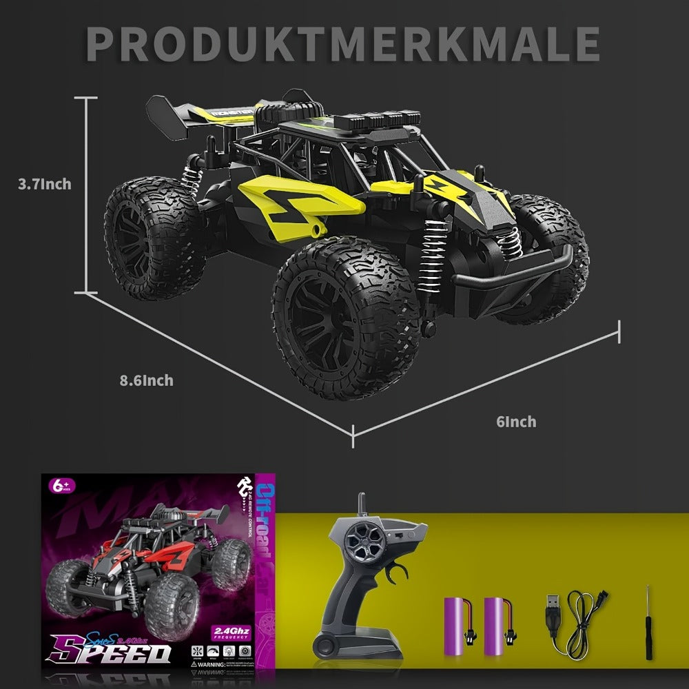 4WD All-Terrain RC Off-Road Truck with Alloy Steel Body, Red or Yellow