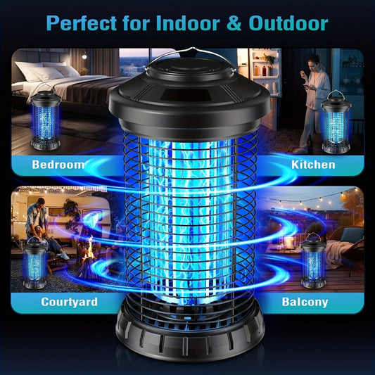 Portable Bug Zapper with 4200V Electric Grid and UV Attraction Light, Black