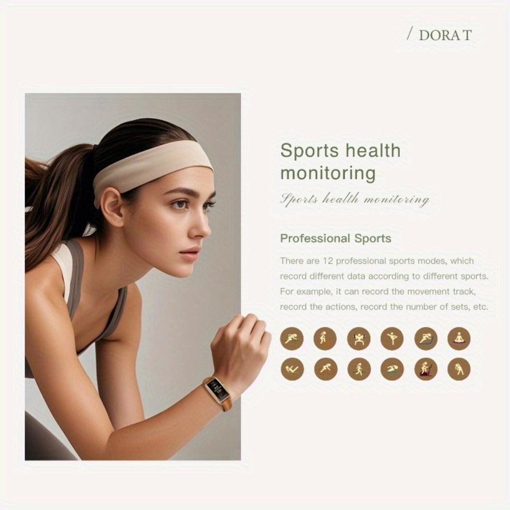 AMOLED Smartwatch for Women 1.13 Inch Zinc Alloy Fashion Watch 30-Day Battery Menstrual Cycle Tracking Sleep Stress Body Temperature Heart Rate Waterproof 12 Sport Modes Health Monitor Gift Blue Black Red Brown Pink