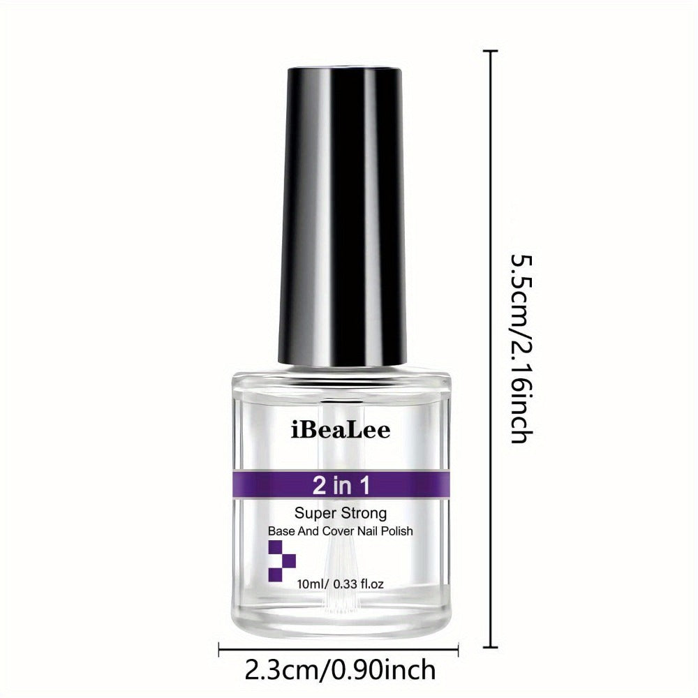 Base Coat and Top Coat 2-in-1 Nail Polish Super Strong Chip Resistant Long Lasting High Shine Nourishing Nail Treatment Stops Chipping and Peeling for Healthy Beautiful Nails 10ml