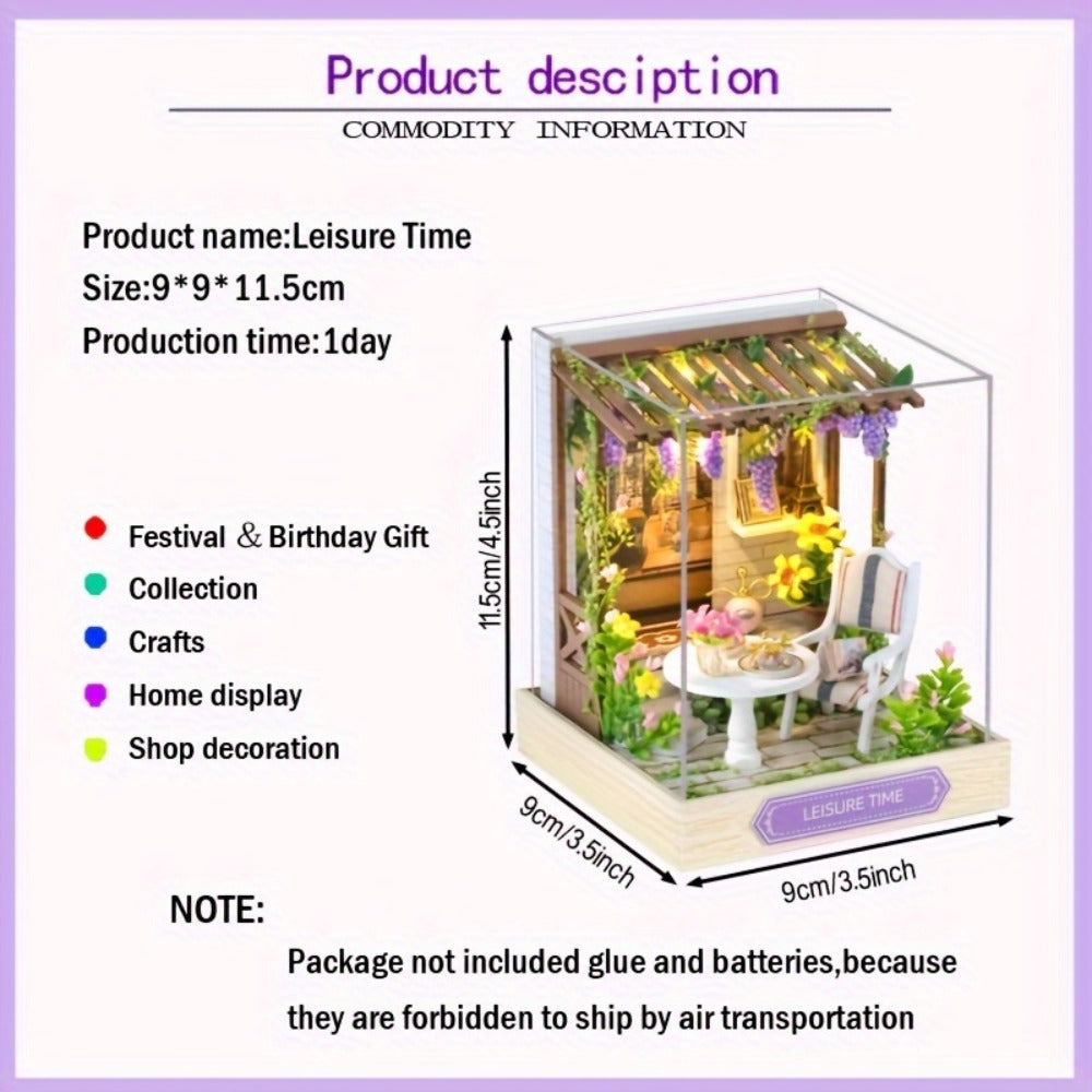 DIY Wooden Miniature House Kit with Dust Cover in Three Themes