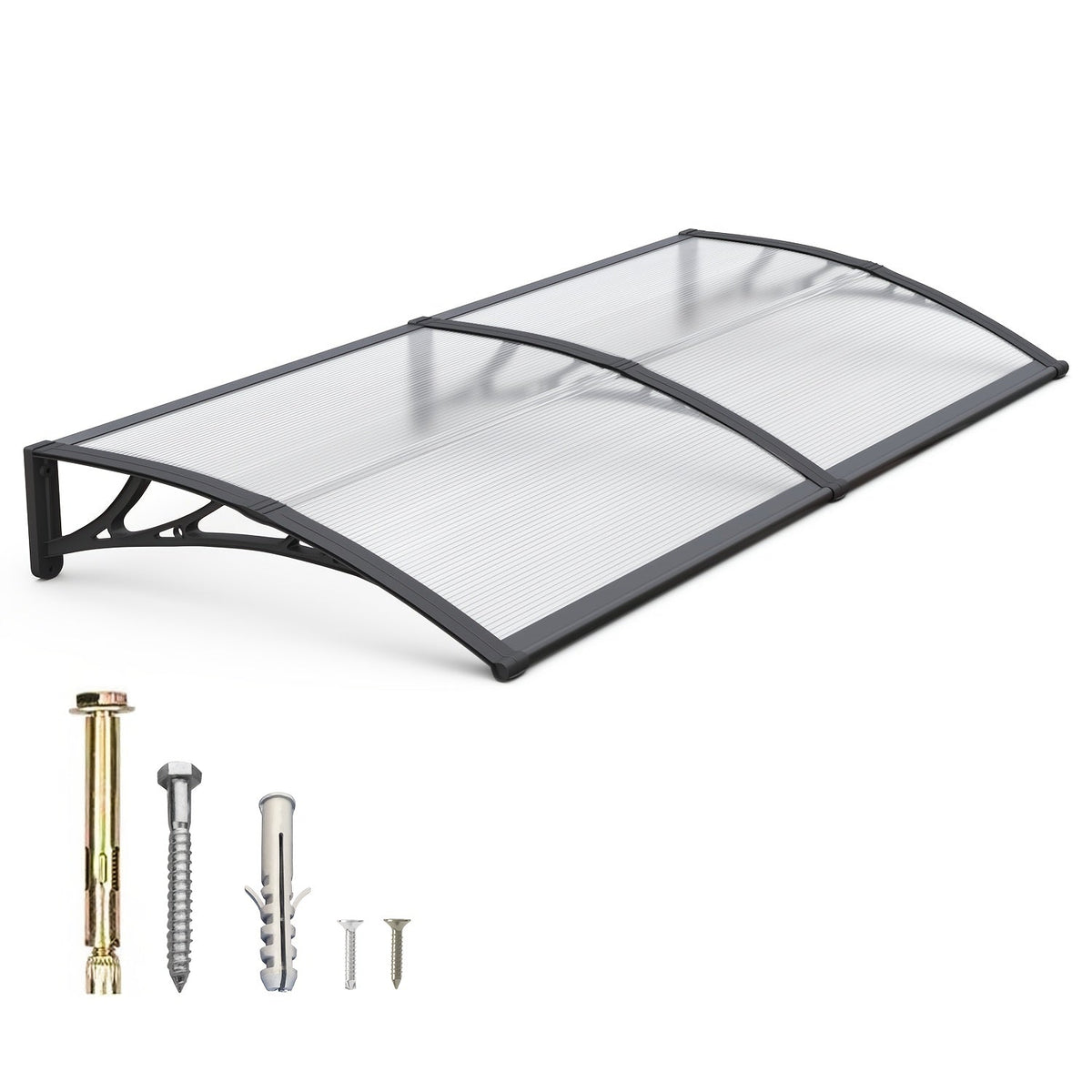 Window Awning Door Canopy Polycarbonate Overhang – UPF 50+ UV & Rain Protection, Leak-Proof Hollow Sheet, Weather-Resistant Outdoor Patio Awning for Doorways, Windows, Storefronts – Multiple Sizes & Colors