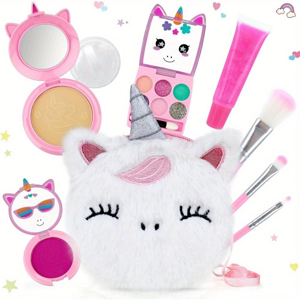 Kids Makeup Set with Crossbody Coin Purse, Washable Princess Cosmetics for Dress Up & Role Play