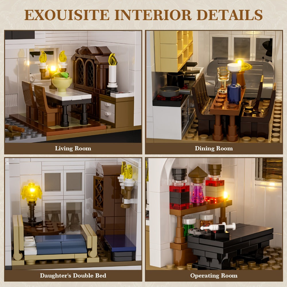 1877-Piece Victorian-Style House Building Block Set