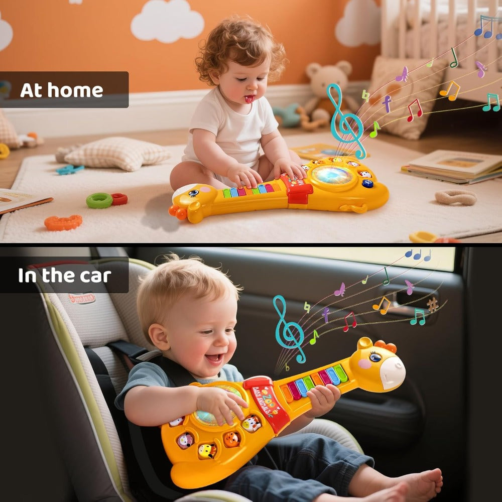 Giraffe Guitar Musical Toy with Piano Keys, Animal Sounds and Lights