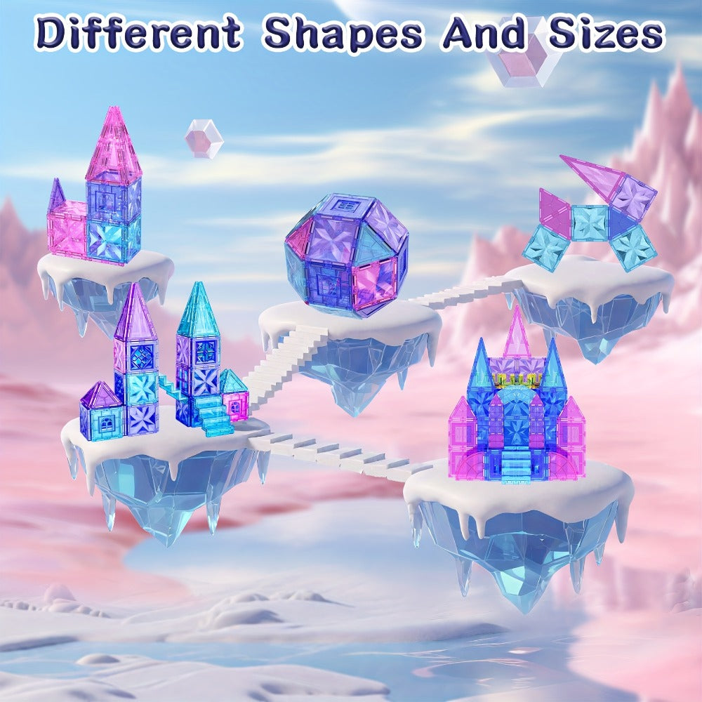 Magnetic Tiles Princess Ice Castle Set, 114 Pieces Magnetic Sheets for Ages 4-7