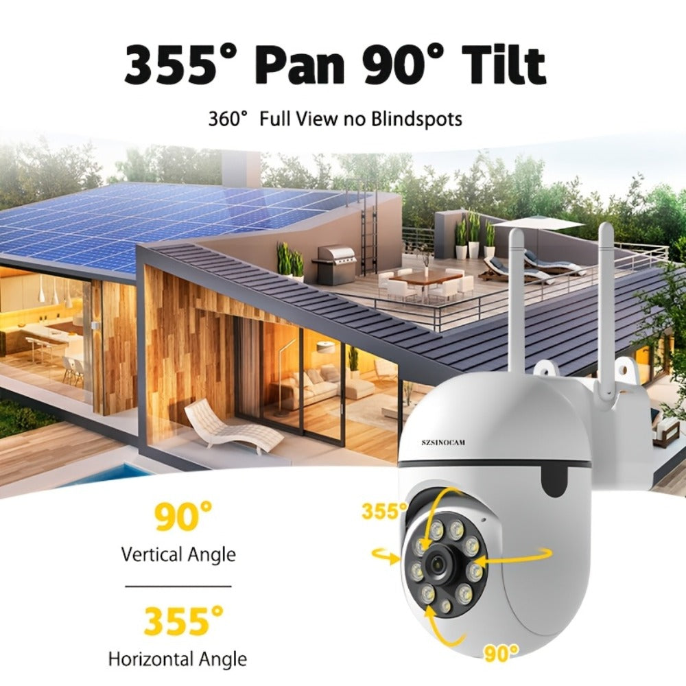 1080P WiFi Security Camera Indoor Outdoor, 360° Pan Tilt Zoom, Color Night Vision, Two-Way Audio, AI Motion Detection, Spotlight Alarm, Cloud & TF Card Storage, Remote Monitoring Home Security
