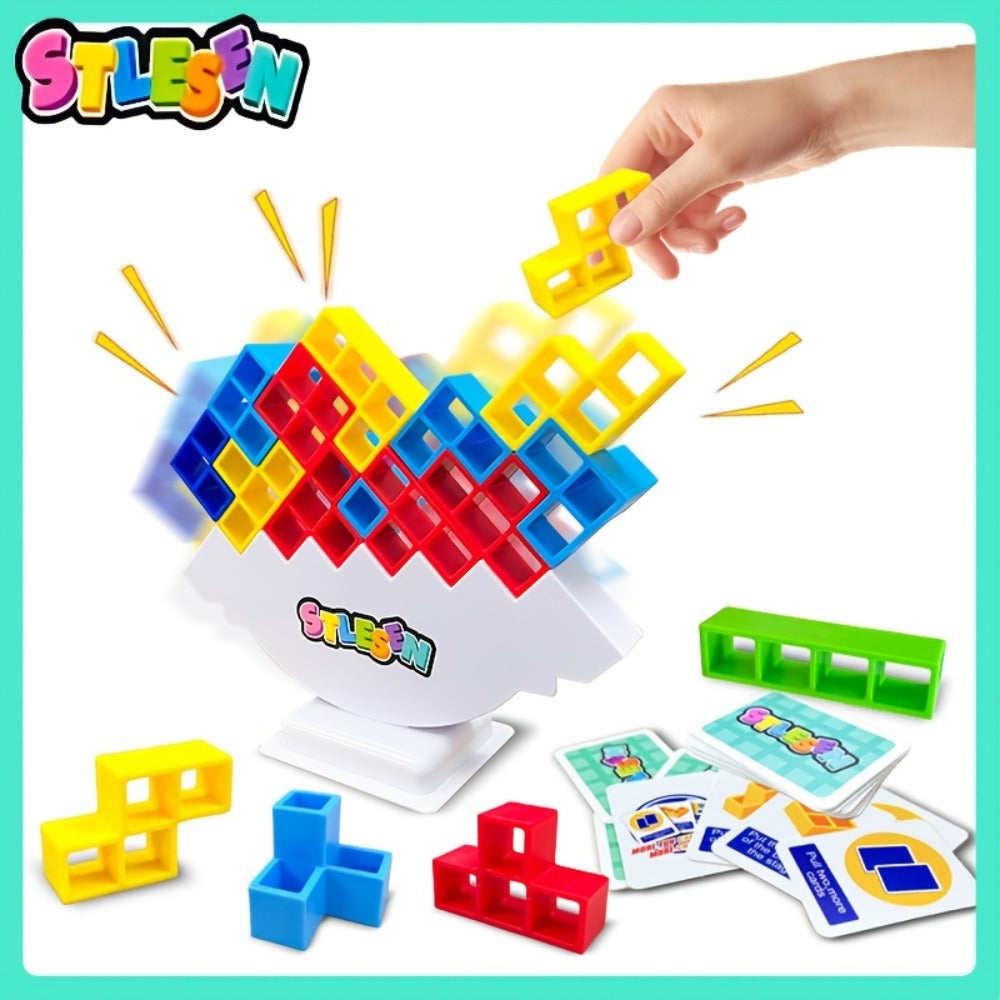 Balancing Stacking Blocks Game Set, Tumble Tower Family Game in 16 to 68 Piece Sizes