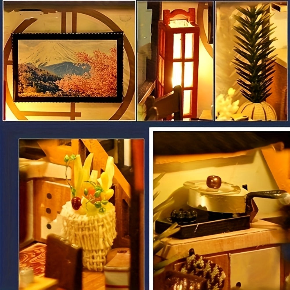 DIY Sakura Garden Wooden Miniature House Kit with Tatami-Style Interior