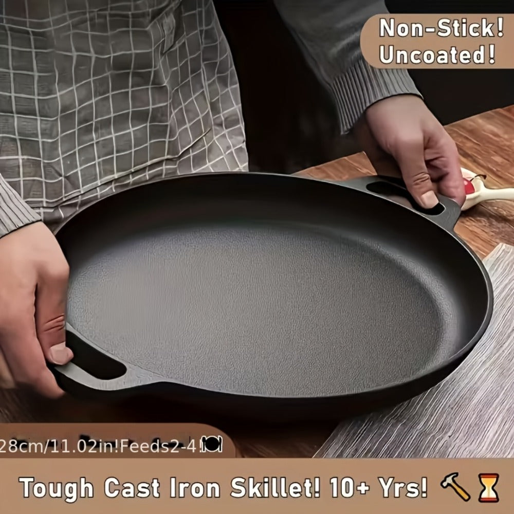 Pre-Seasoned Cast Iron Skillet Set 2 & 3 Piece – Non-Stick Durable Even-Heating Pan for Pizza, BBQ & Pancakes | Oven, Stovetop, Grill & Campfire Safe Versatile Home & Outdoor Cooking Cookware