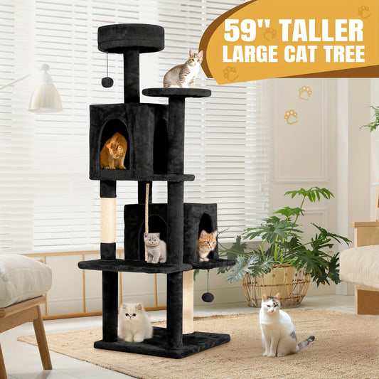 Multi-Level Cat Tree with Sisal Scratching Post, Plush Resting Area and Hanging Ball