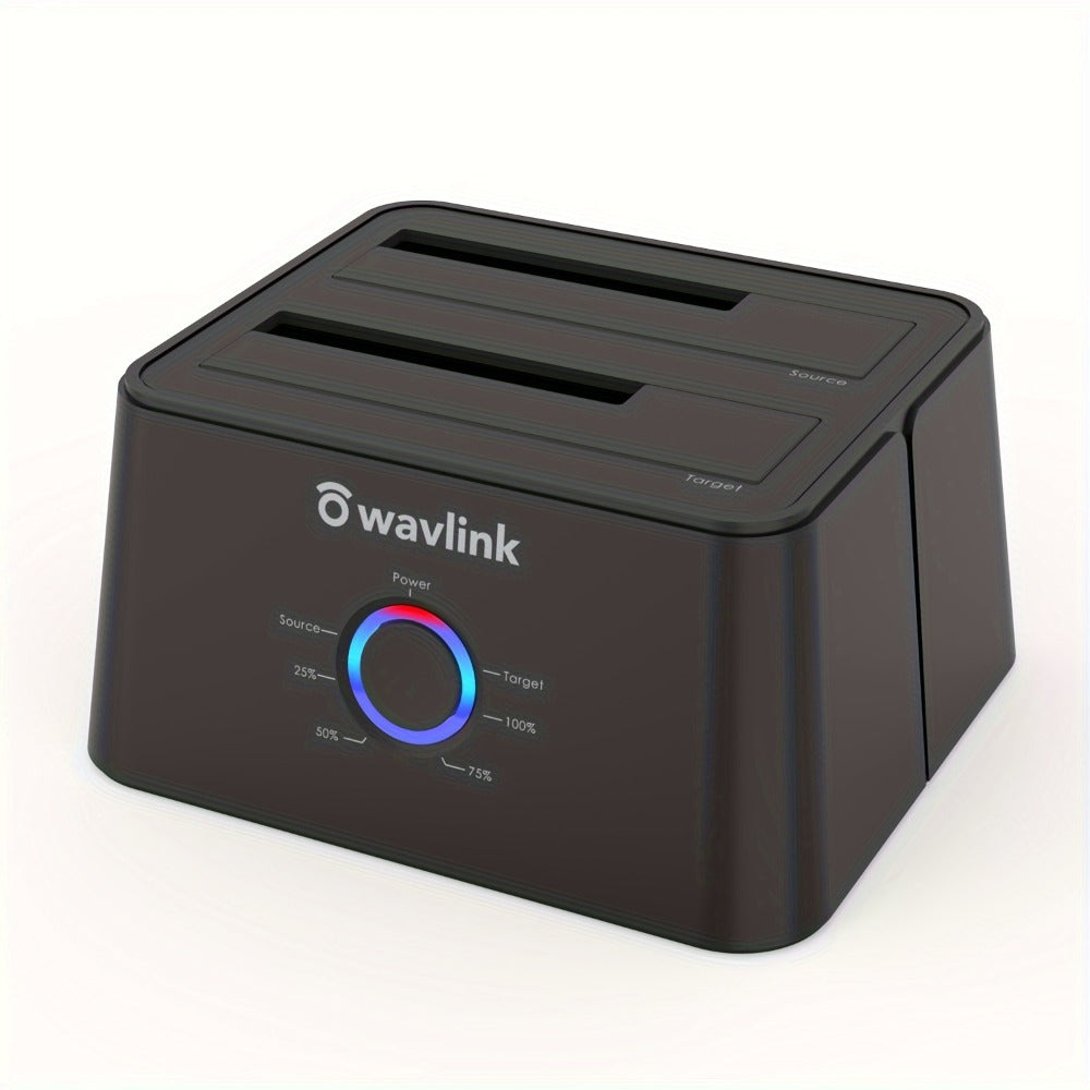 Dual Bay Hard Drive Docking Station USB 3.0 to SATA with Offline Clone Function – Wavlink Tool-Free Dock for 2.5/3.5 Inch HDD SSD, Up to 2x16TB, UASP 5Gbps, Hot Swap, USB-C Adapter Included