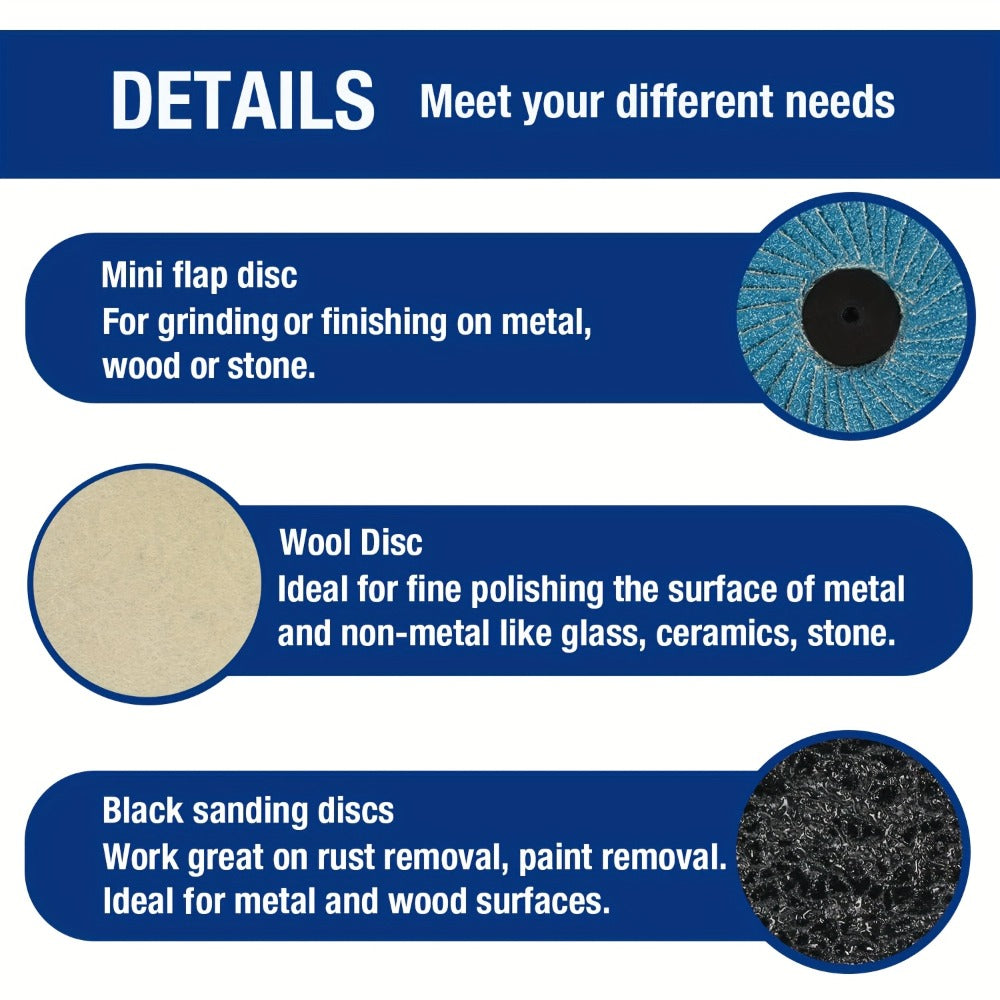 108pcs 2 Inch Sanding Discs Set with 1/4" Holder – Roloc Quick-Change Surface Conditioning Discs for Die Grinder, Rust & Paint Removal, Polishing & Grinding