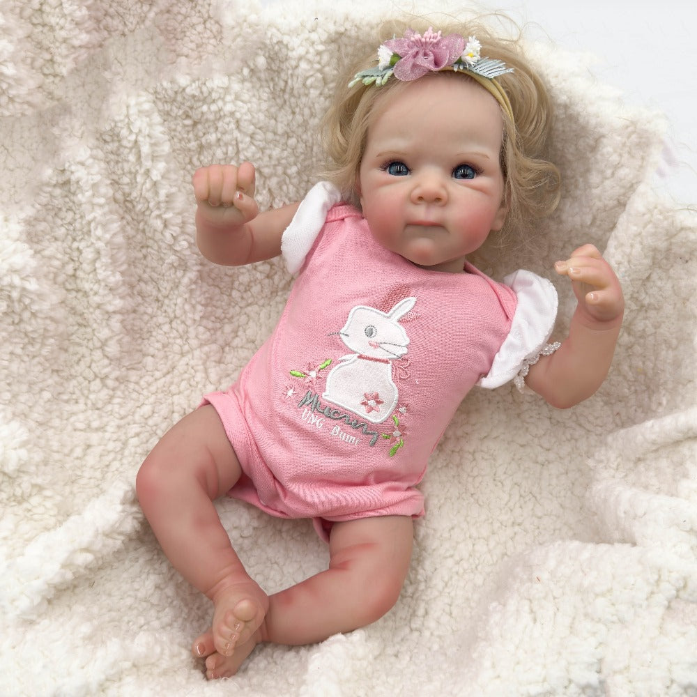 16-Inch Reborn Baby Doll with Rooted Hair and Soft Cloth Body