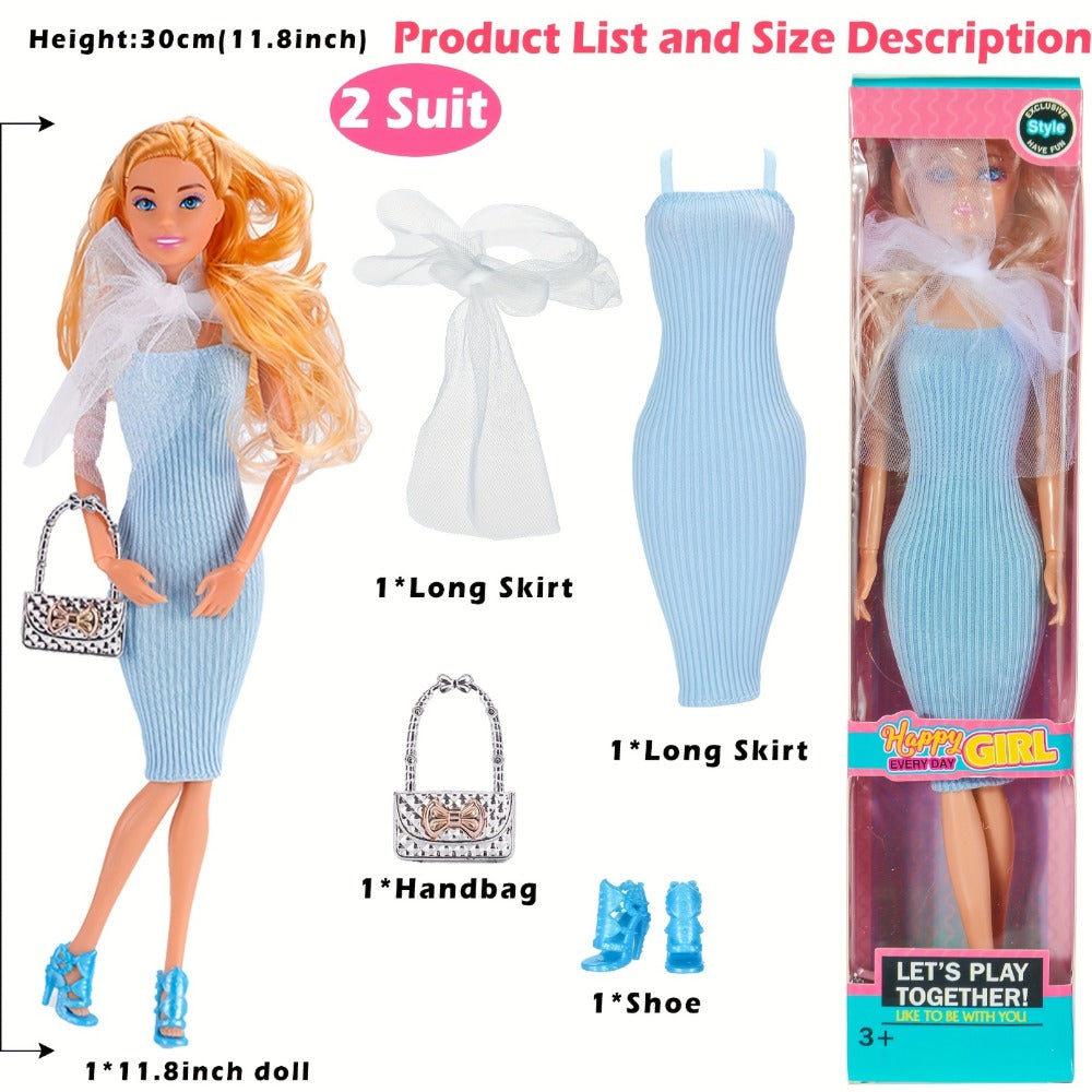 6-Pack 11.5-Inch Poseable Fashion Princess Doll Set with Accessories