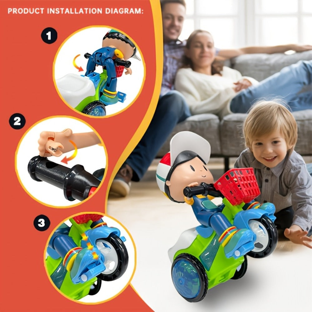 Kids Electric Tricycle Toy Motorcycle with 360° Rotation and Luminous Lights