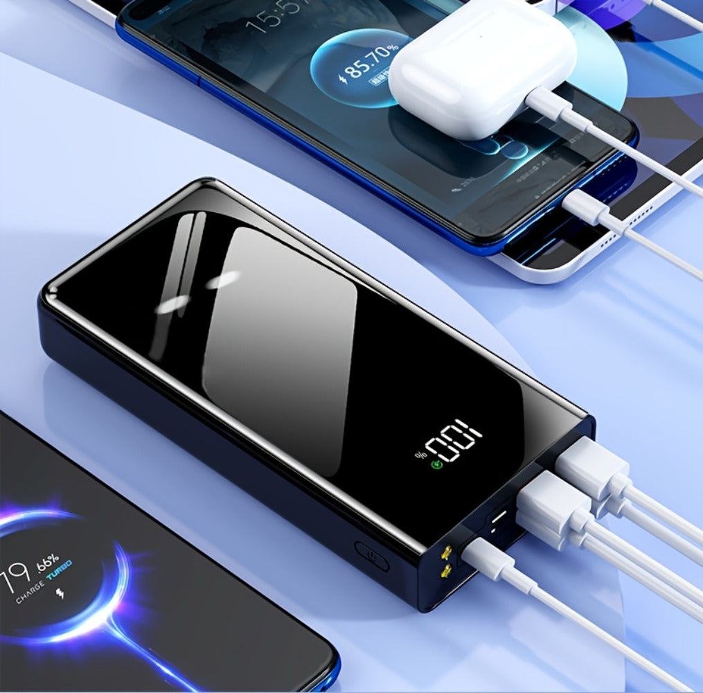 50000mAh High Capacity Power Bank Portable Charger LED Display USB-C Micro USB Fast Charging Multi-Port Emergency Backup Battery for iPhone Android Camping Outdoor Travel Black Red