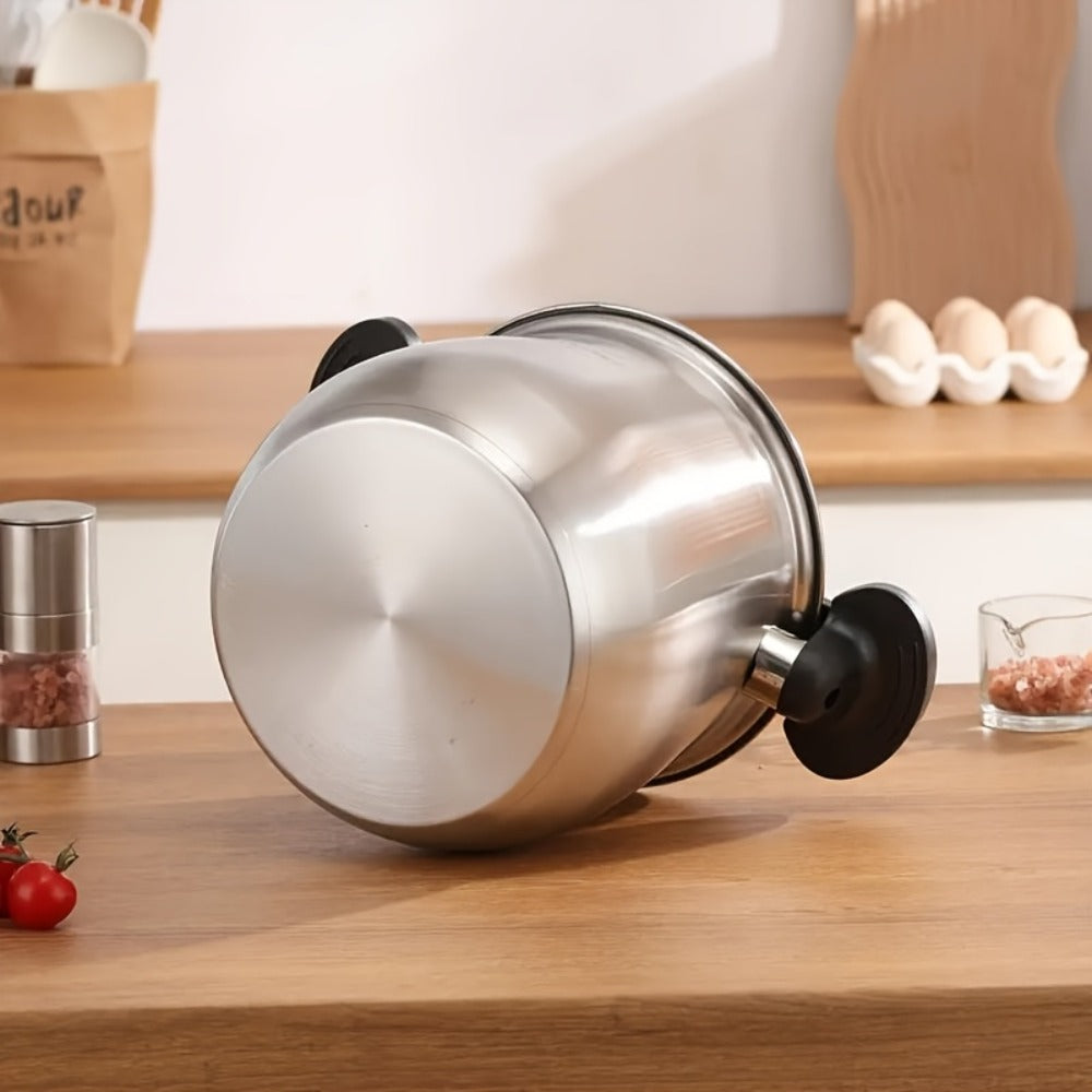 Stainless Steel Quick Cooking Pot with Lid Large Capacity – Food-Grade Non-Stick Scratch-Resistant Saucepan | Induction & Gas Stove Compatible Stew Soup Pot Even Heating Kitchen Cookware