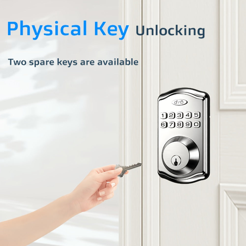 Tuya Smart Front Door Lock with Fingerprint & Keypad, Bluetooth App Control, Auto Lock, Vacation Mode & Hidden Key Backup – Digital Keyless Entry Electronic Lock for Home Apartment Office