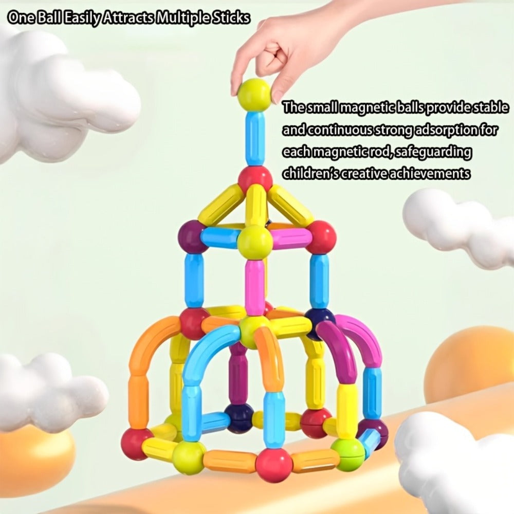 Magnetic Building Sticks Set, 62 Pcs 3D Magnetic Sticks and Balls for Kids Ages 3+