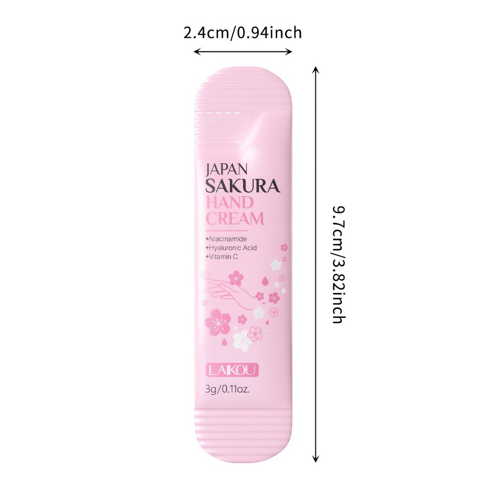 Japanese Sakura Hand Cream Set 20 Pcs LAIKOU Cherry Blossom Moisturizing Lotion with Glycerin & Vitamin C Lightweight Non-Greasy Portable Travel Size Skincare Gift for Women