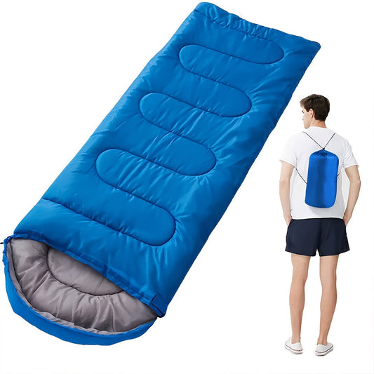 Lightweight Rectangular Sleeping Bag with Adjustable Hood for Camping and Travel
