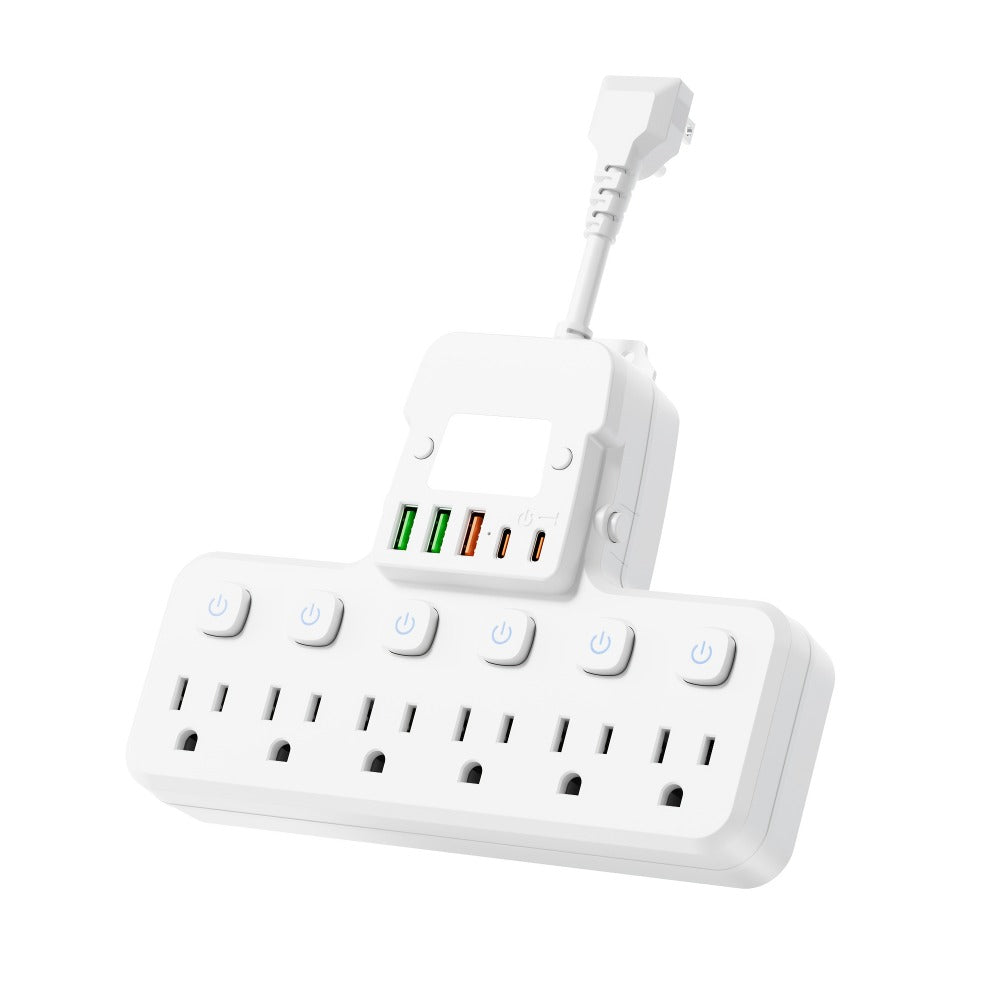 Night Light Wall Outlet Extender 11-in-1 with 6 AC Outlets & 5 USB Ports (3 USB-A & 2 USB-C), Surge Protector Adapter for Home, Travel & Office Use
