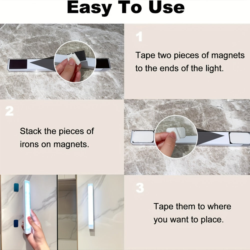 Motion Sensor LED Night Lights 6 Pack USB Rechargeable Magnetic – Smart Indoor Cabinet Lights Stair Lighting Strip Detachable Wireless Under Cabinet Light 3.94 7.87 11.81 Inch