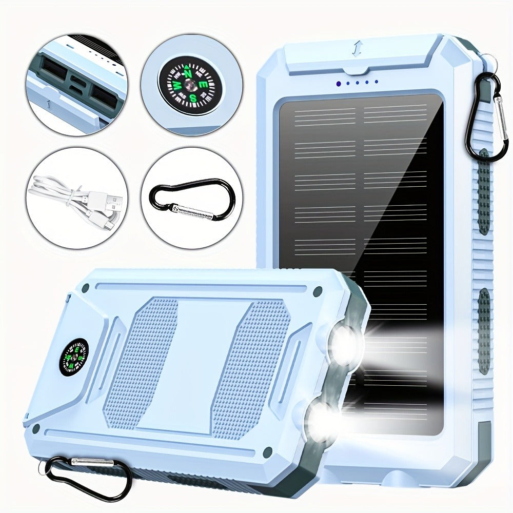 Solar Power Bank 45800mAh QC3.0 Fast Charging – Dual USB Portable Charger with LED Flashlight for Camping Hiking Travel Emergency, High Capacity Battery Pack for All Cell Phones & Devices