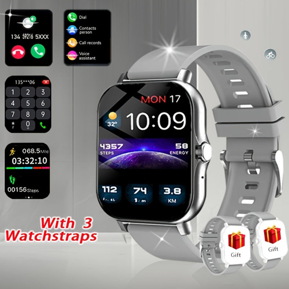 GPS Smartwatch 1.83 Inch Full Touch Screen Fitness Tracker with Calling Navigation Multi-Sport Modes Remote Camera Music Player USB Rechargeable Dual TPU Straps Men Women Android iPhone – Silver Black Pink