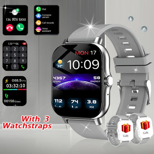 GPS Smartwatch 1.83 Inch Full Touch Screen Fitness Tracker with Calling Navigation Multi-Sport Modes Remote Camera Music Player USB Rechargeable Dual TPU Straps Men Women Android iPhone – Silver Black Pink