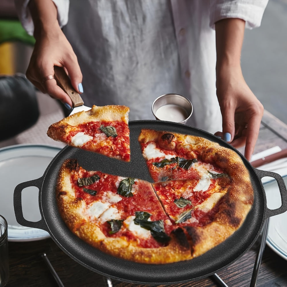 Pre-Seasoned Cast Iron Pan Set - Non-Stick Multifunctional Skillet for Pizza Home Kitchen Outdoor Cooking, Even Heating Compatible with All Stoves, 1/2/3 Piece Options