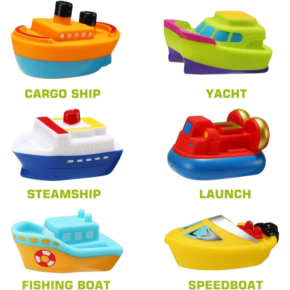 Light Up Boat Bath Toys 6 8 Pack – Flashing Color Changing Floating Ship Toys for Baby Toddler Kids, Bathtub Shower Pool Party Gift, Random Colors