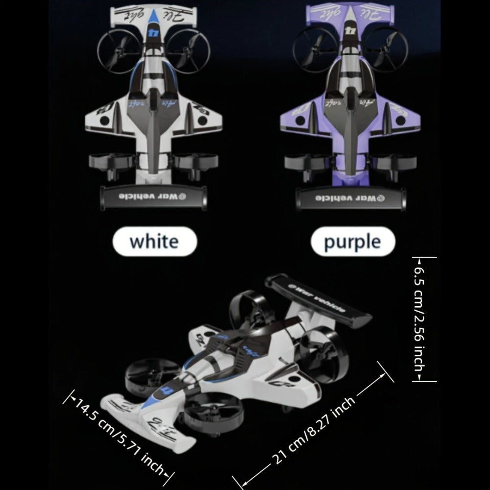 RC Flying Car Drone Combo for Kids – 2-in-1 Remote Control Racing Car & Quadcopter One-Key Takeoff 360° Aerial Flips Stable Hover Durable Foam Body Indoor Outdoor Gift for Boys Girls Age 6+ Red White Purple