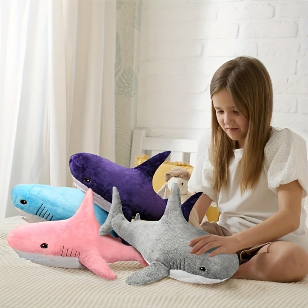 Shark Plush Throw Pillow in Mixed Colors for Ocean-Themed Decor