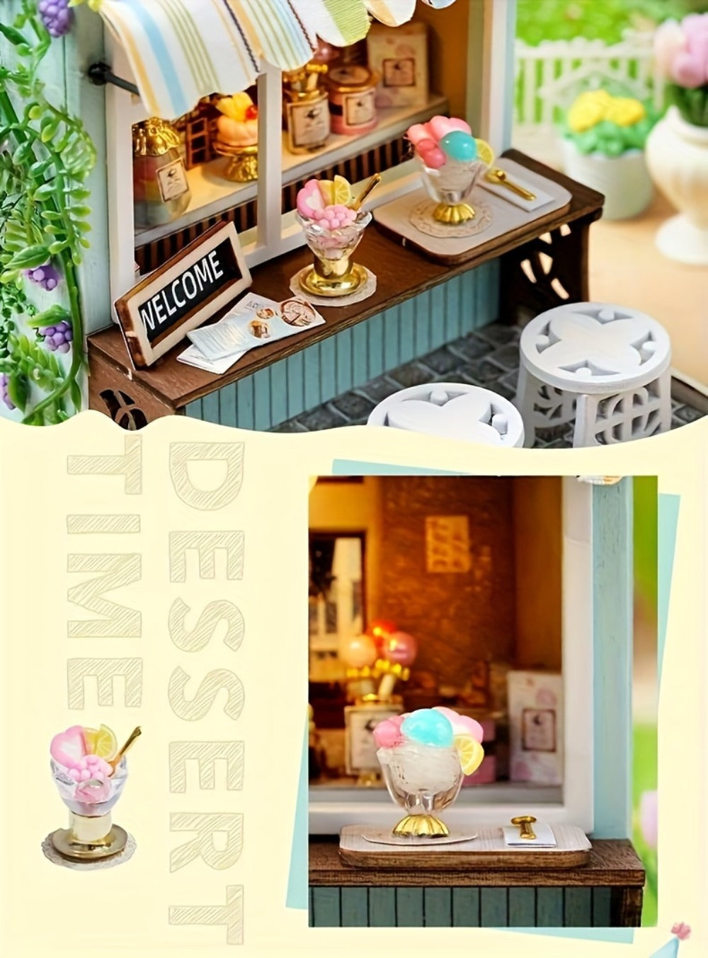 DIY Wooden Miniature House Kit with Dust Cover in Three Themes