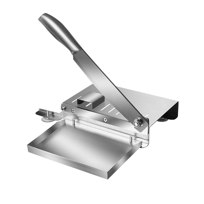 Stainless Steel Manual Meat Slicer Frozen Beef Cutter – 408 Steel Blade Rectangle Slicer for Beef Rolls Vegetables & Bone | Easy to Clean Household Meat Cutting Tool Kitchen Gadget
