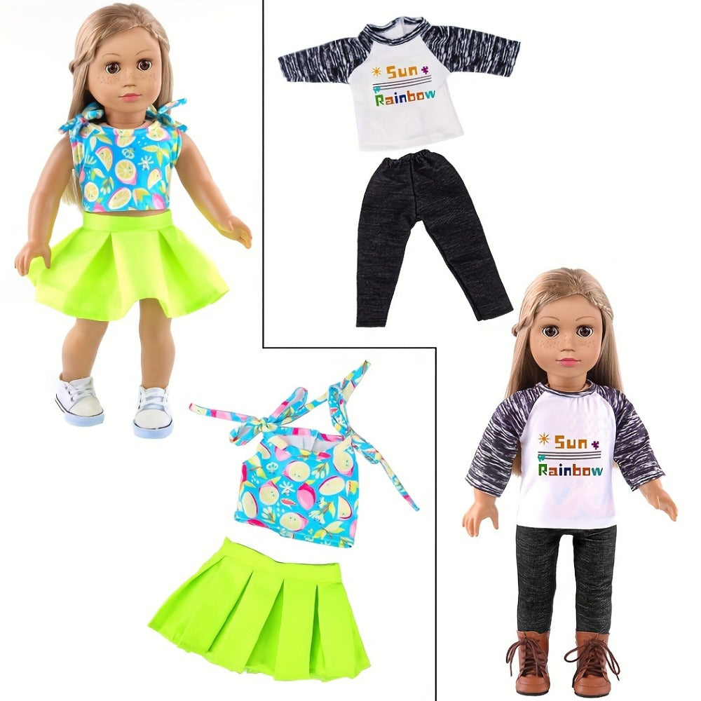 10-Outfit Clothes Set for 18-Inch Dolls with Easy On-and-Off Closures