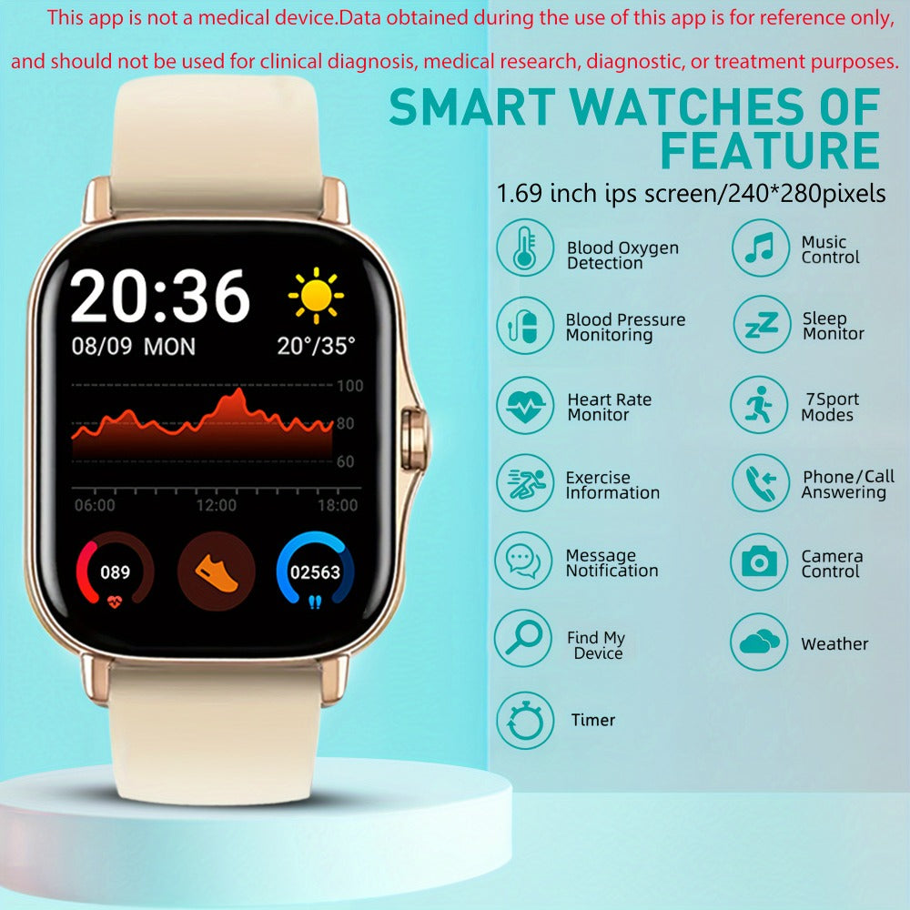 Fitness Tracker Smartwatch with Pedometer, Calorie & Distance Tracker, Customizable Watch Faces, Call & SMS Alerts, Multi-Sport Modes – Unisex Android & iPhone Compatible