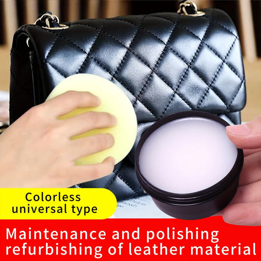 Leather Care Kit with Colorless Polishing Wax & Applicator Sponge, 58g