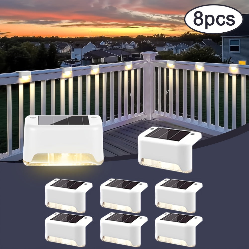 Solar Deck Lights Outdoor Waterproof Auto On Off – Warm White LED Step Stair Fence Lights 800mAh 12-Hour Runtime for Patio Balcony Yard Driveway Garden Black White Brown 8 16 32 Pack