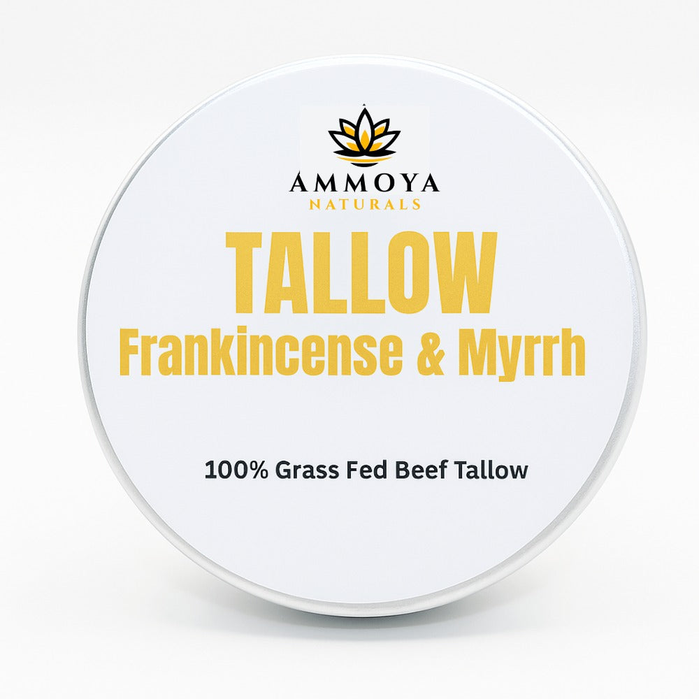 Tallow Balm Grass-Fed Natural Moisturizer for Dry Skin — Deep Hydrating Handcrafted Body Balm 3 Scents Chamomile Rose Honey Frankincense Myrrh, Nourishing Skin Balm for Women Men