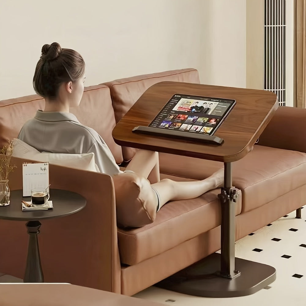 Laptop Stand Desk for Bed Rotatable 360° Angle Adjustable Foldable Sofa Couch Tray Table with Support Rod for Working Reading Movie Watching Home Office WFH Black Walnut